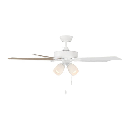 Savoy House 52in 4-Light Ceiling Fan | Transitional White Metal and Wood with White Opal Glass Shades | Indoor Bedroom & Living Room | Model M2035WHRV