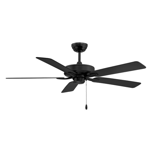 Savoy House 52in Ceiling Fan | Transitional Matte Black Metal and ABS | Covered Patio & Outdoor Living | 52 x 52 x 7.75 in | Model M2038MBK