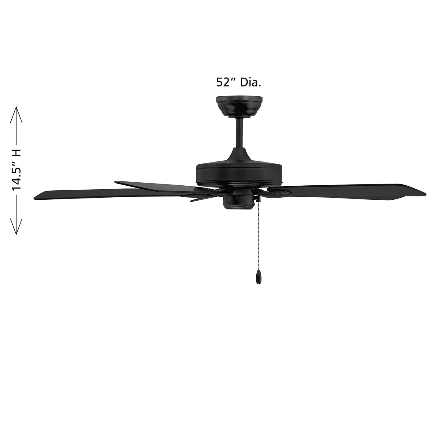 Savoy House 52in Ceiling Fan | Transitional Matte Black Metal and ABS | Covered Patio & Outdoor Living | 52 x 52 x 7.75 in | Model M2038MBK