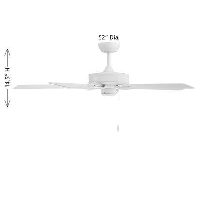 Savoy House 52in Ceiling Fan | Transitional White Metal and ABS | Covered Patio & Outdoor Living | 52 x 52 x 7.75 in | Model M2038WH
