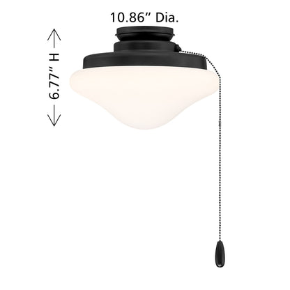 Savoy House Meridian 1-Light LED Fan Light Kit | Transitional Matte Black and White Opal Glass | Indoor & Outdoor Covered Patio | 10.88 | Model M2039MBK