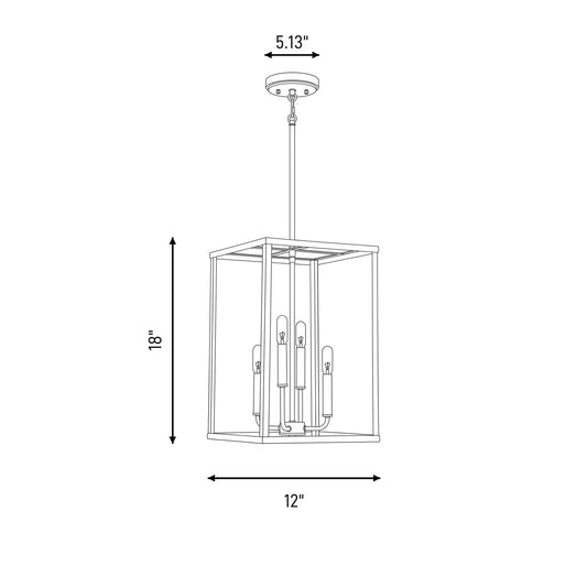 4 Light 18" Pendant, Brushed Nickel