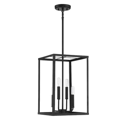 4 Light 18" Pendant, Matte Black