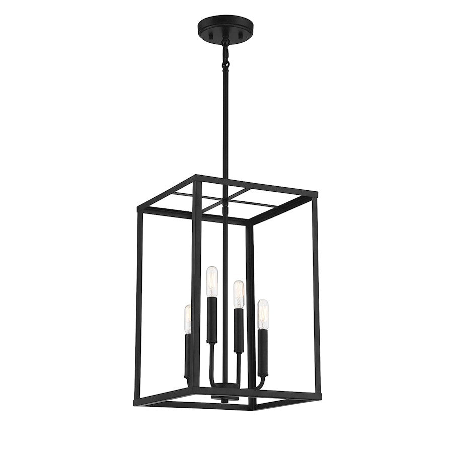 4 Light 18" Pendant, Matte Black