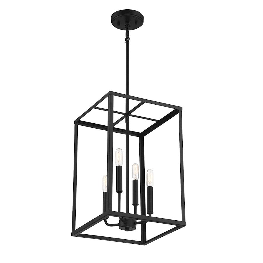 4 Light 18" Pendant, Matte Black