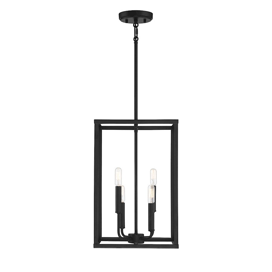 4 Light 18" Pendant, Matte Black