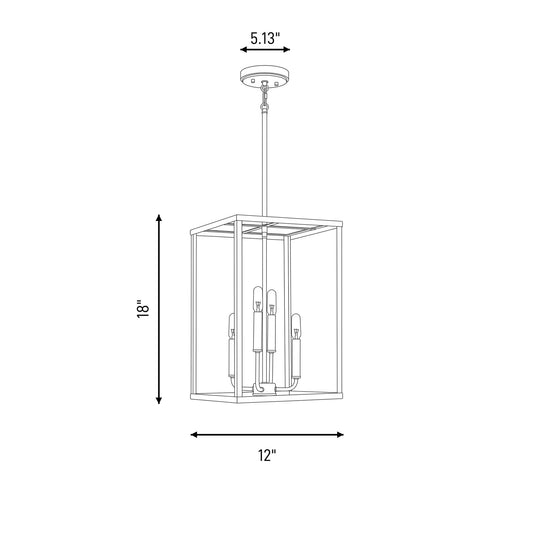 4 Light 18" Pendant, Polished Nickel