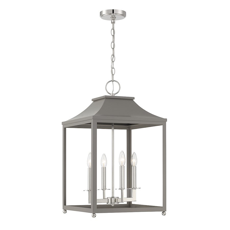 Savoy House 4-Light Pendant, Gray/Polished Nickel - M30009GRYPN