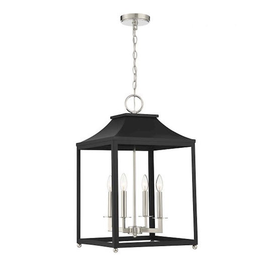 Savoy House 4-Light Pendant, Matte Black/Polished Nickel - M30009MBKPN