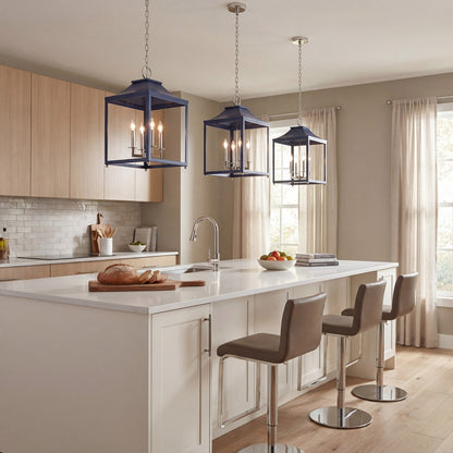 4 Light Pendant, Navy Blue