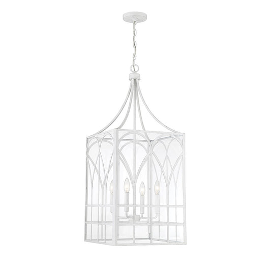 Savoy House 4-Light Pendant, Distressed White - M30012DW