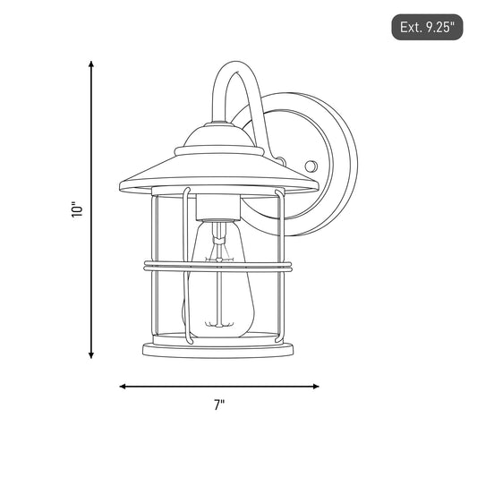 1 Light 10" Outdoor Wall Lantern