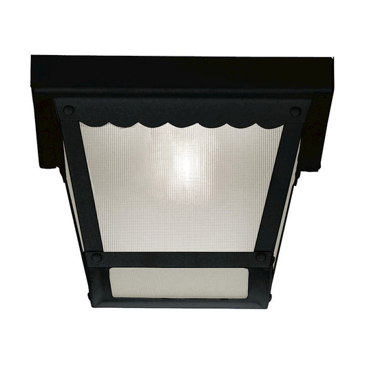 Meridian Traditional 1 Light Outdoor Flush Mount, Black/Frosted