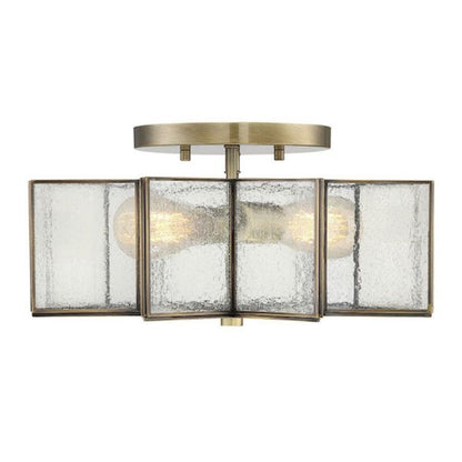 Meridian Modern 2 Light Semi Flush Mount, Natural Brass