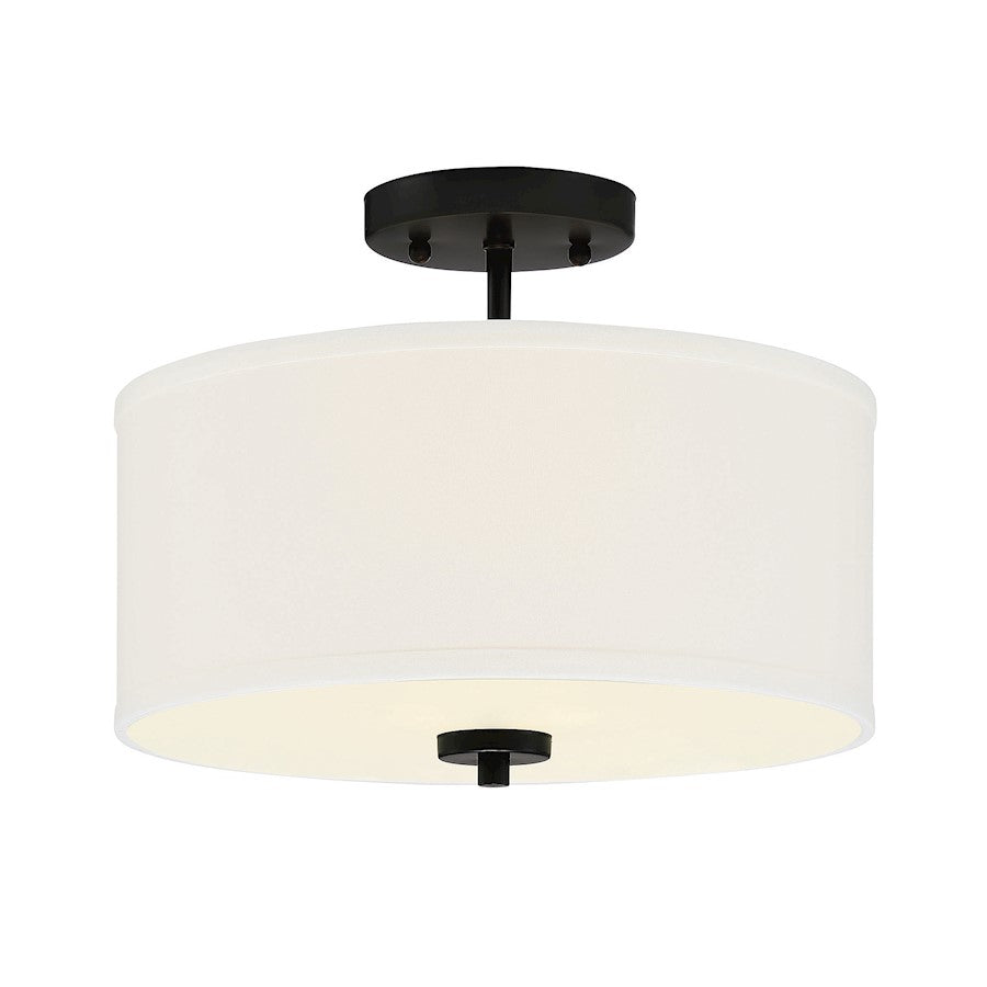 Meridian Transitional 2 Light Semi Flush Mount, Matte Black