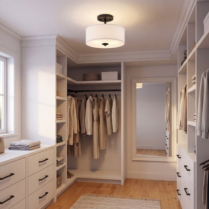 Meridian Transitional 2 Light Semi Flush Mount, Matte Black