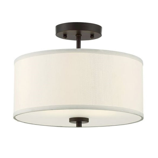 Savoy House 2-Light 10" Ceiling Light, Bronze/White Fabric - M60008ORB