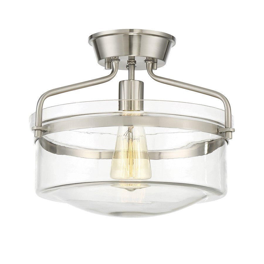 Savoy House 1-Light 11" Ceiling Light, Brushed Nickel/Clear - M60011BN