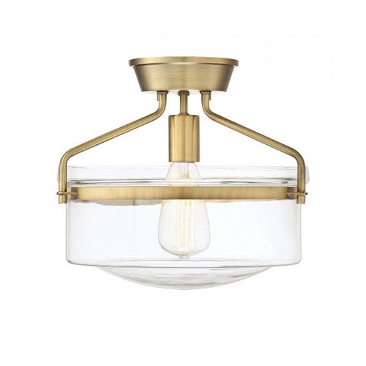 Savoy House 1-Light 11" Semi Flush Light, Natural Brass/Clear - M60011NB