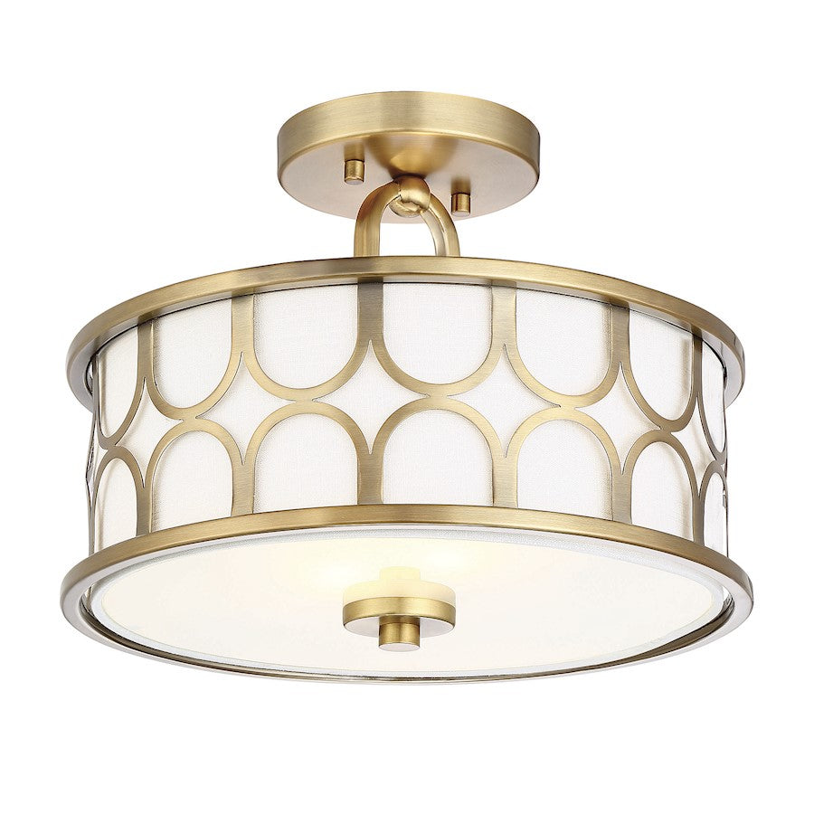 Savoy House 2-Light 10" Ceiling Light, Natural Brass/Milk - M60015NB