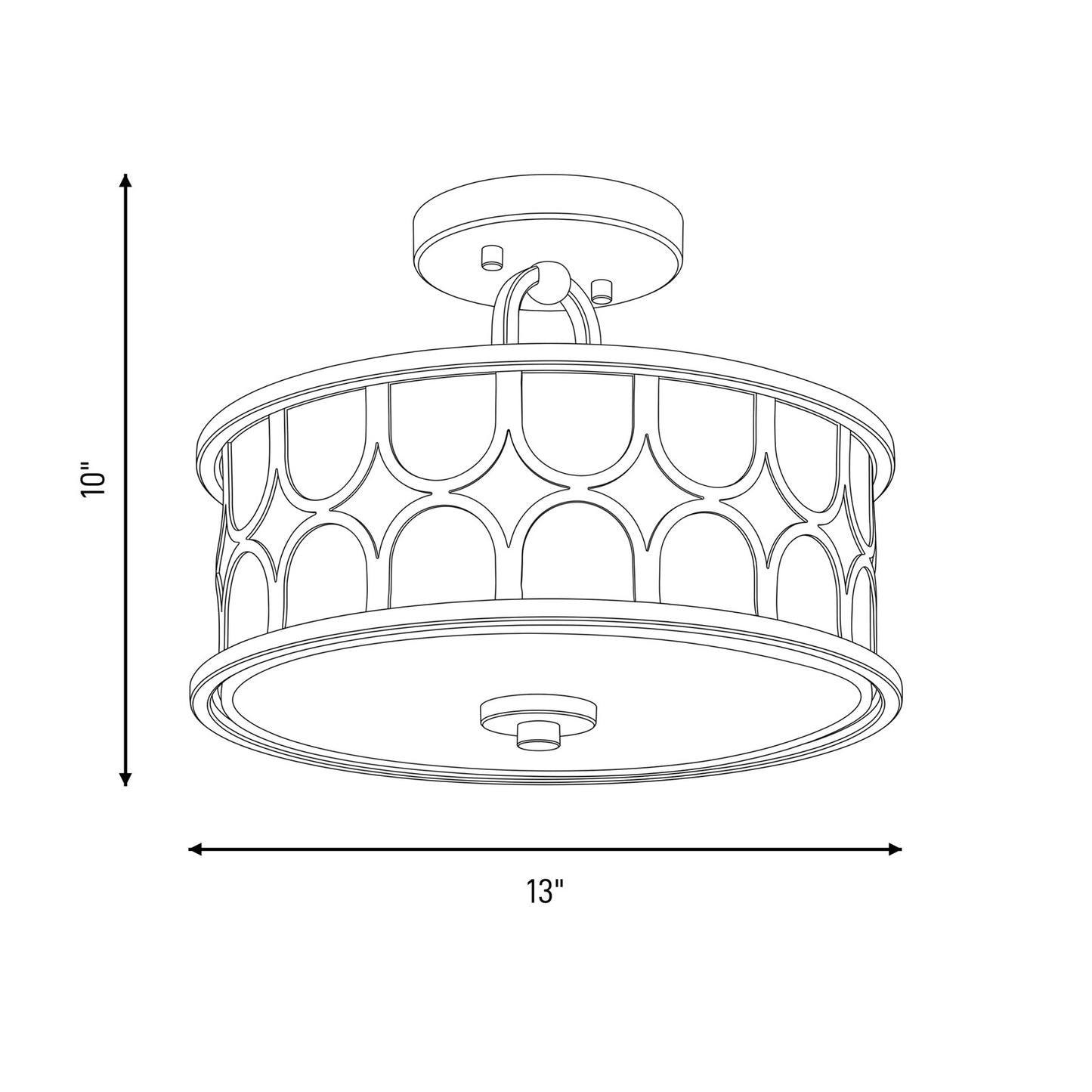Meridian Mid-Century Modern 2 Light Semi Flush Mount