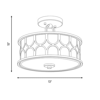 Meridian Mid-Century Modern 2 Light Semi Flush Mount