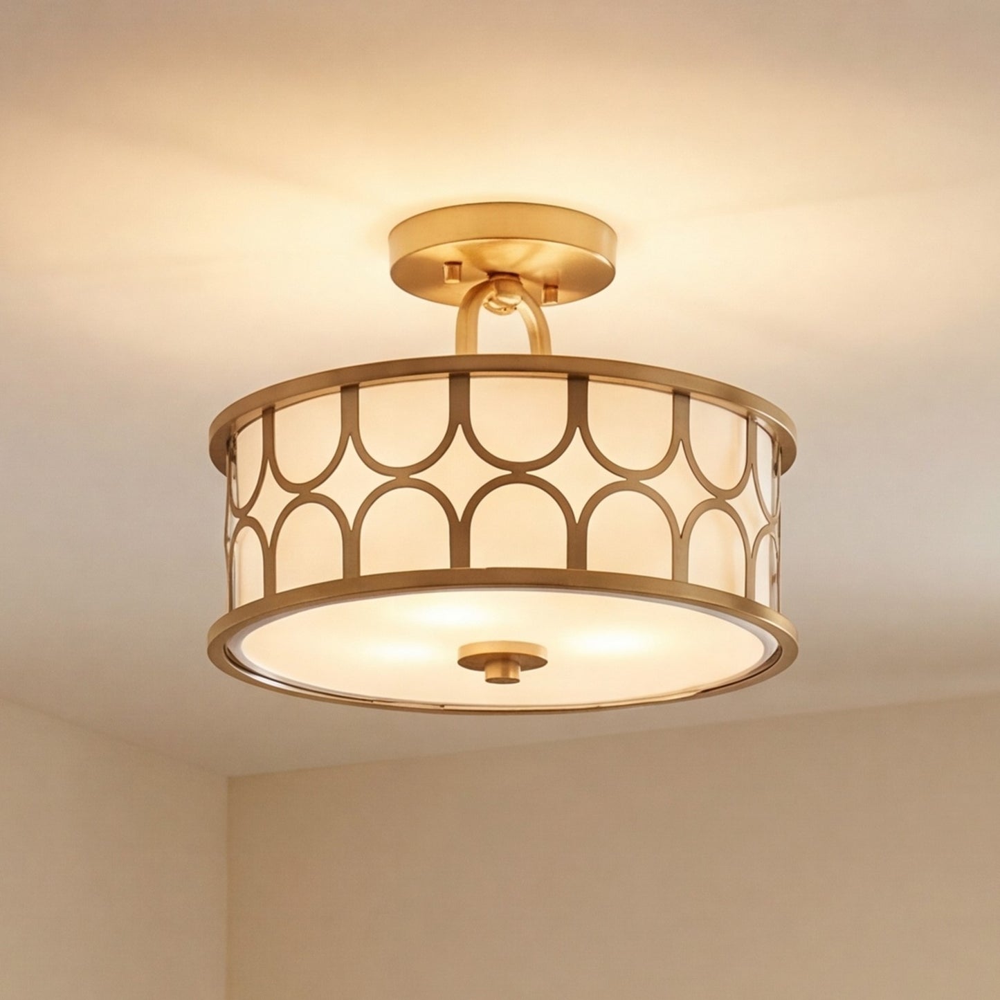 Meridian Mid-Century Modern 2 Light Semi Flush Mount