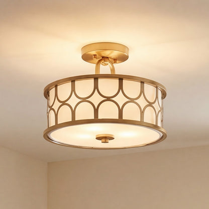 Meridian Mid-Century Modern 2 Light Semi Flush Mount