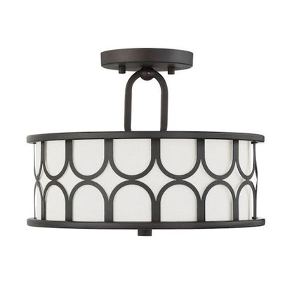 Meridian Industrial 2 Light Semi Flush Mount, Oil Rubbed Bronze