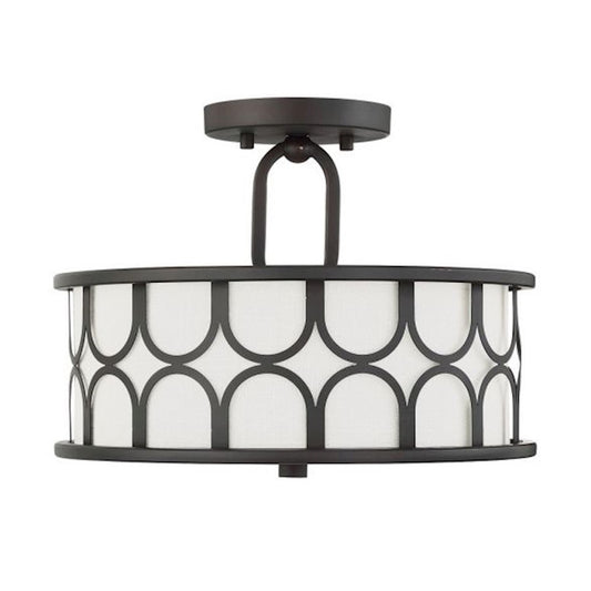 Meridian Industrial 2 Light Semi Flush Mount, Oil Rubbed Bronze