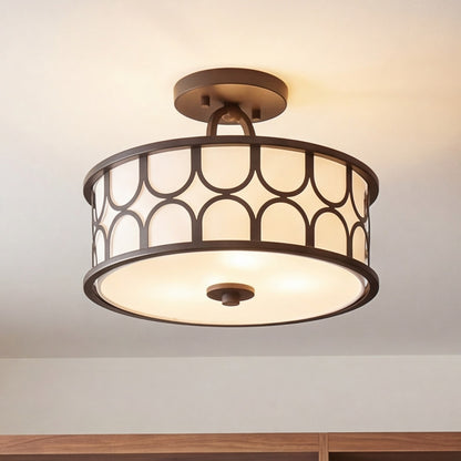 Meridian Industrial 2 Light Semi Flush Mount, Oil Rubbed Bronze