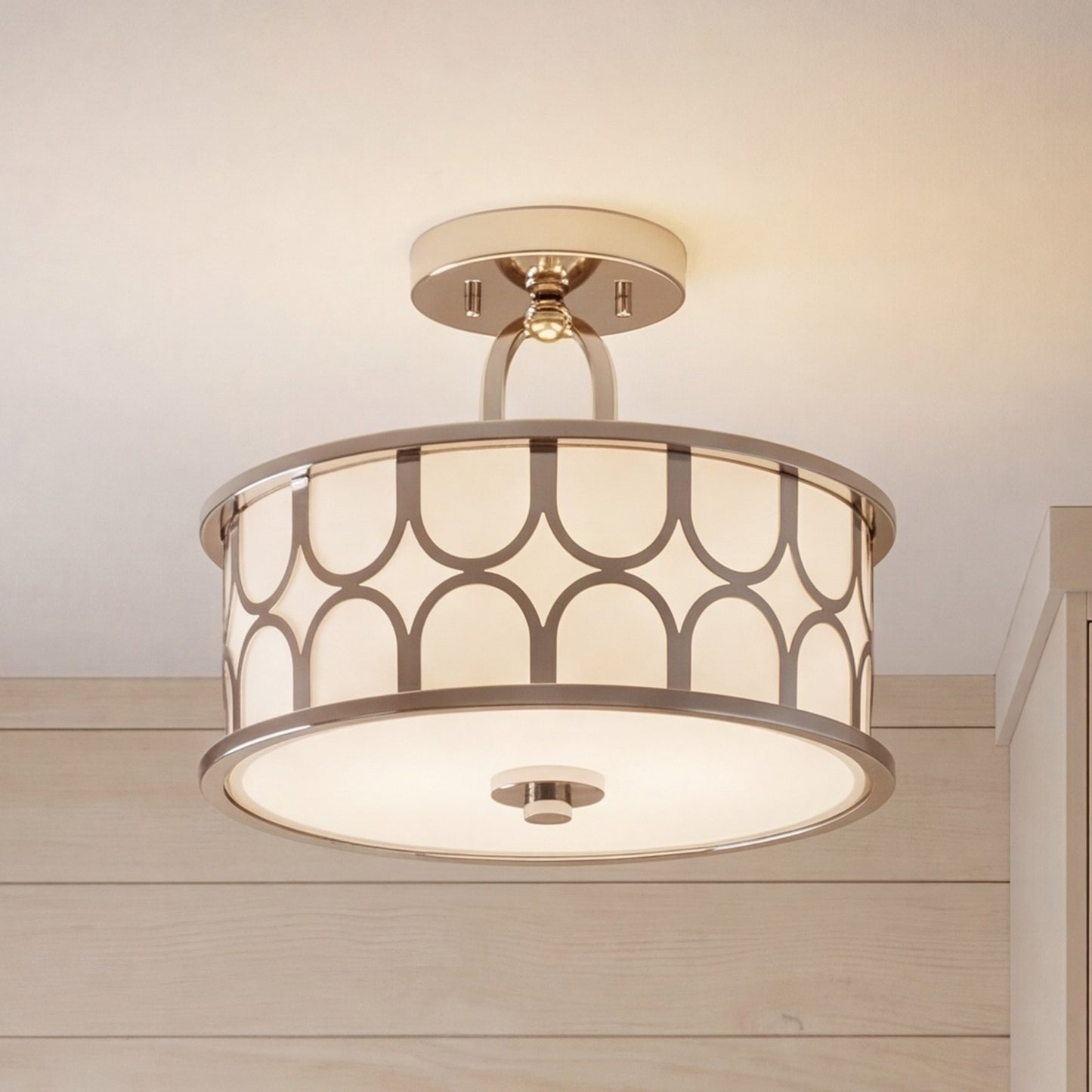 Meridian Mid-Century Modern 2 Light Semi Flush Mount