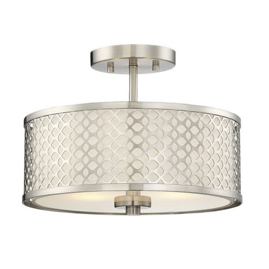 Savoy House 2-Light 10" Ceiling Light, Brushed Nickel/Cream Fabric - M60016BN