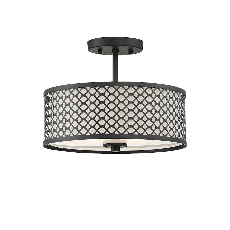 Meridian Transitional 2 Light Semi Flush Mount, Matte Black/Shield