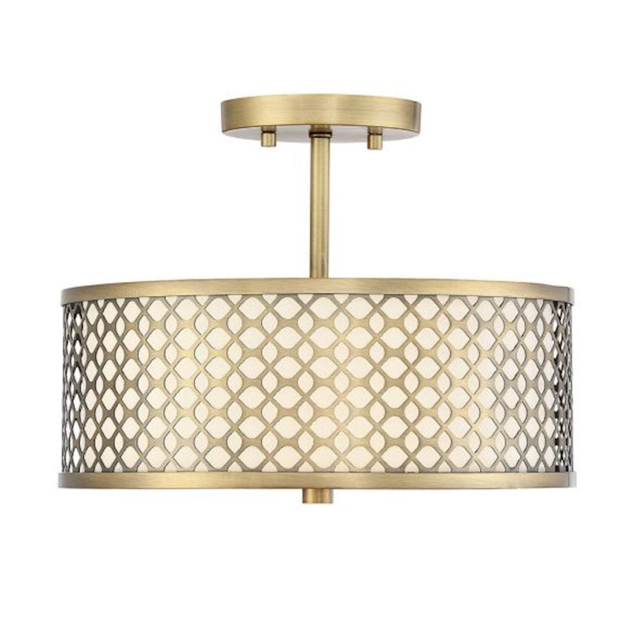 Savoy House 2-Light 10" Ceiling Light, Natural Brass/Cream Fabric - M60016NB