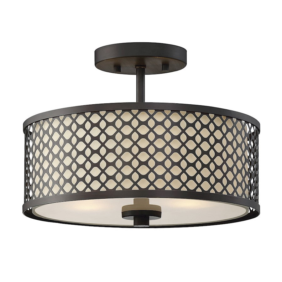 Savoy House 2-Light 10" Ceiling Light, Bronze/Cream Fabric - M60016ORB