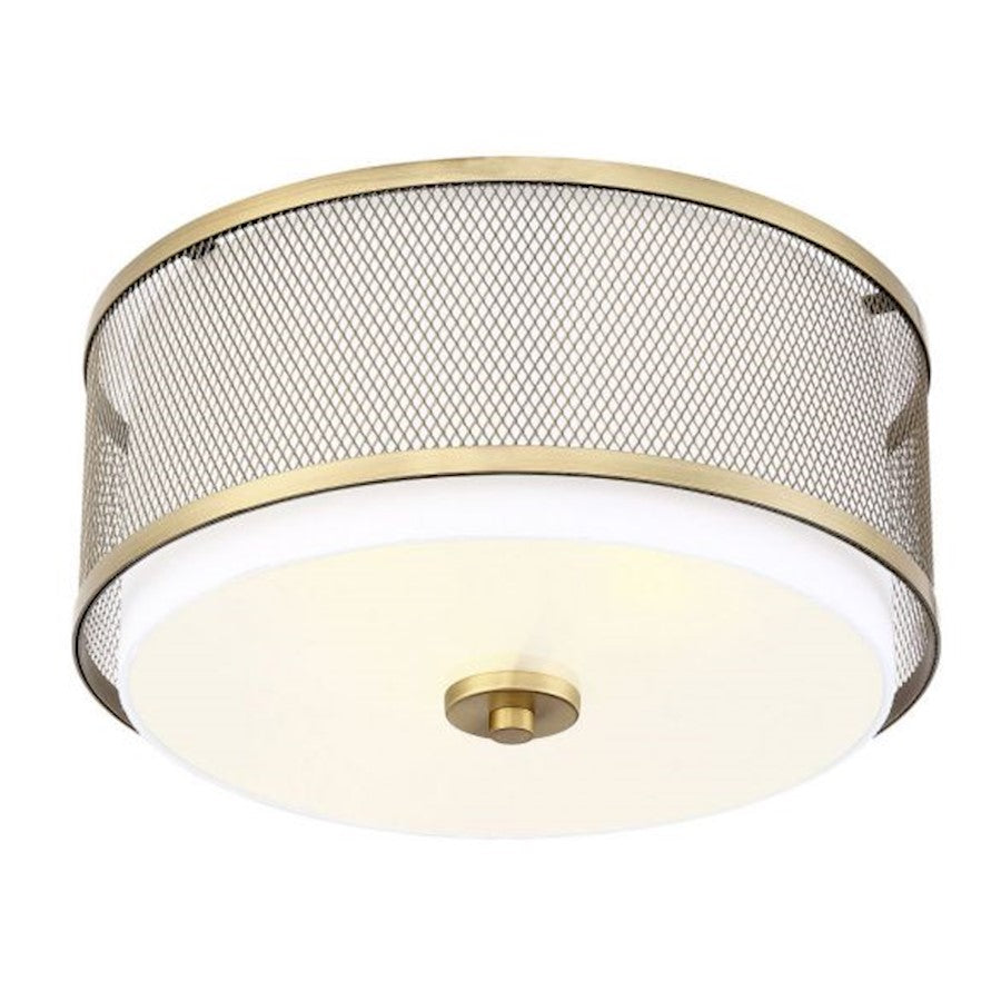Meridian Industrial 3 Light 6" Flush Mount, Natural Brass