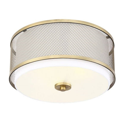 Meridian Industrial 3 Light 6" Flush Mount, Natural Brass