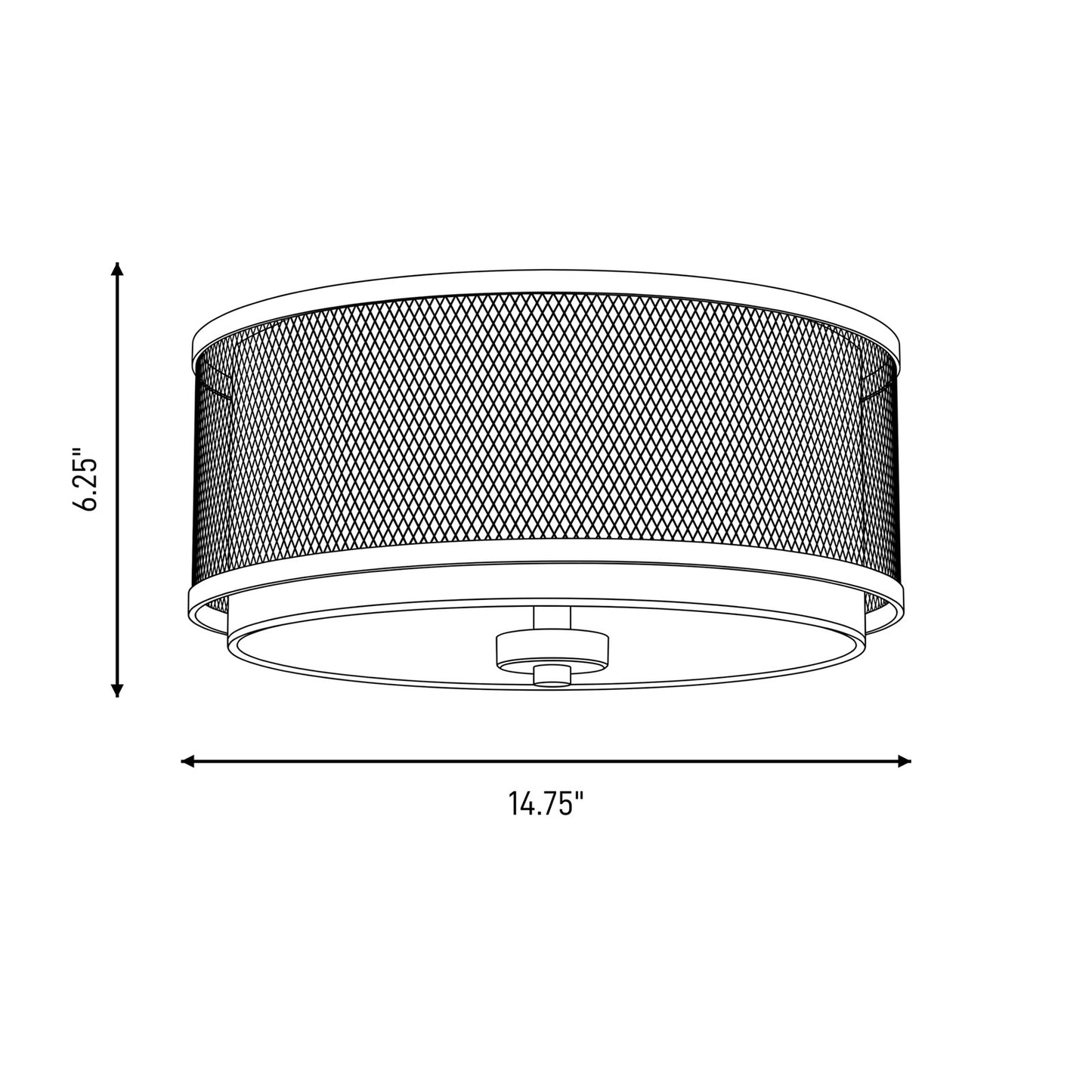 Meridian Industrial 3 Light 6" Flush Mount, Natural Brass