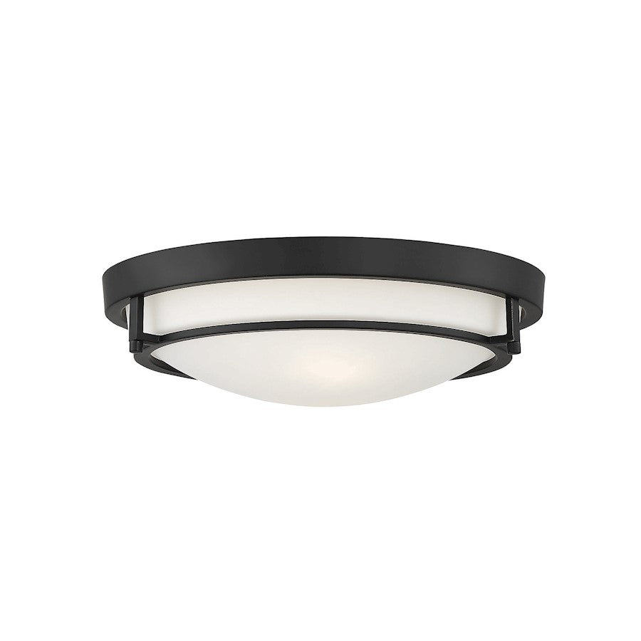 Meridian Modern 2 Light Semi Flush Mount, Matte Black/White