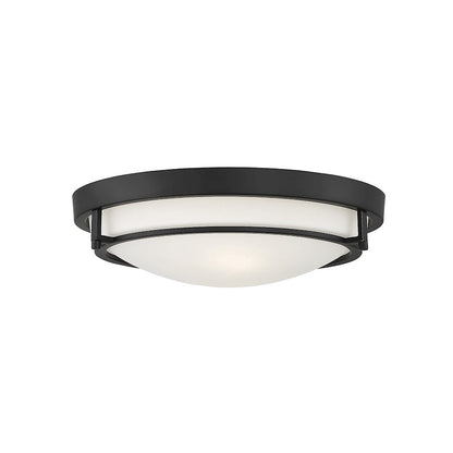 Meridian Modern 2 Light Semi Flush Mount, Matte Black/White