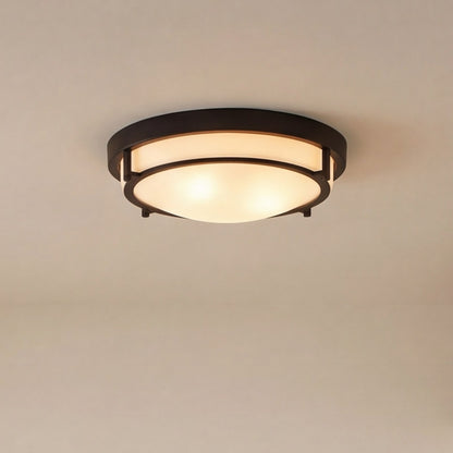 Meridian Modern 2 Light Semi Flush Mount, Matte Black/White