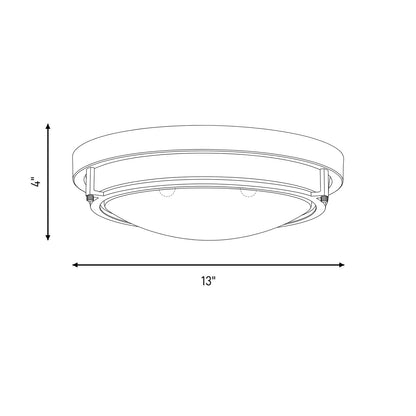 Meridian Modern 2 Light Flush Mount, Natural Brass/White