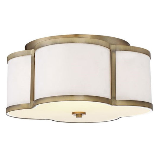 Meridian Industrial 3 Light 8" Flush Mount, Natural Brass
