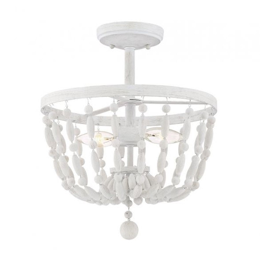 Meridian Bohemian 2 Light Semi Flush Mount, Distressed Wood