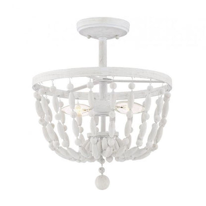 Meridian Bohemian 2 Light Semi Flush Mount, Distressed Wood