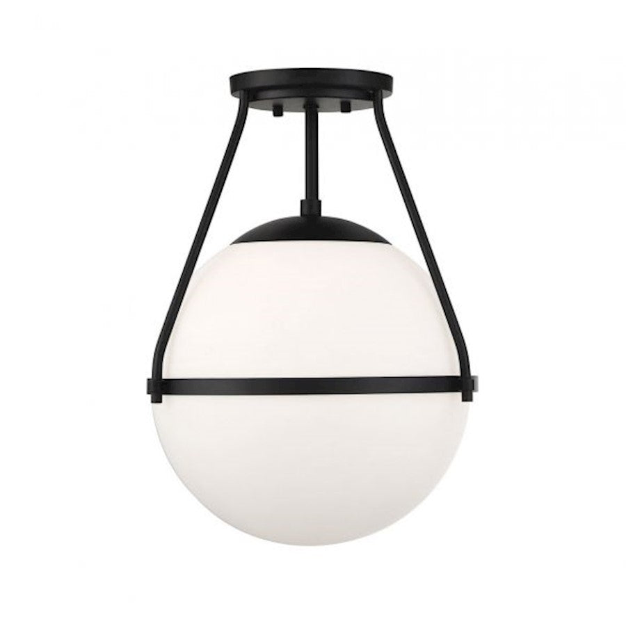 Savoy House 1-Light 13" Ceiling Light, Matte Black/Opal