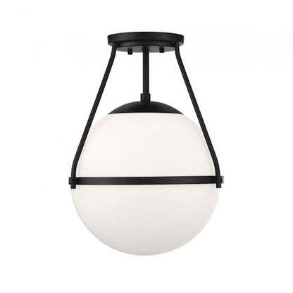 Savoy House 1-Light 13" Ceiling Light, Matte Black/Opal