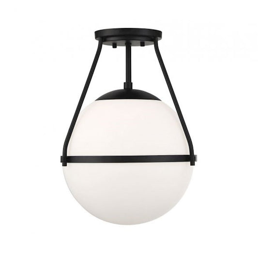 Savoy House 1-Light 13" Ceiling Light, Matte Black/Opal