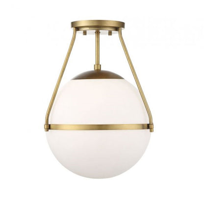 Savoy House 1-Light 17" Ceiling Light, Natural Brass/Opal